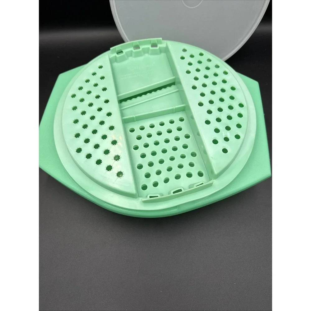 Tupperware Vtg Jadeite Green Salad Serving Bowl Lettuce Cheese Grater + Lid 786